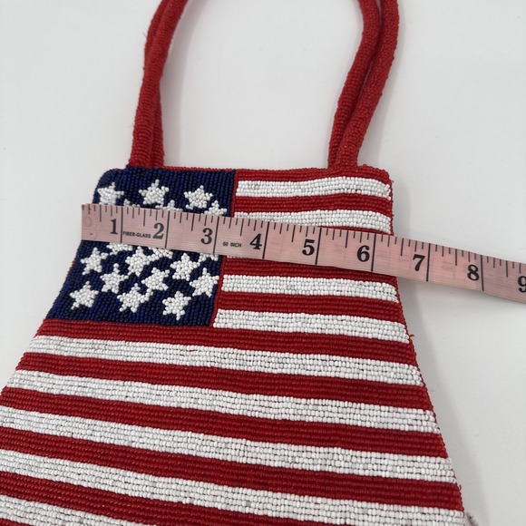 Sea Glass Collection New York Hong Kong Hand Beaded American Flag Fringe Bag NEW - Picture 12 of 13